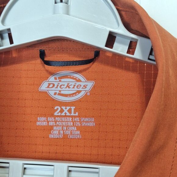Dickies Men's Button Front Shirt 2XL Long Sleeve Orange Cooling Stretch‎ Pockets - Picture 9 of 11